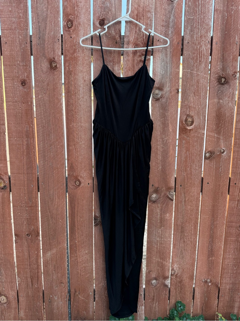 All Saints Aurelia Black Drape Layered Formal Midi Dress 4